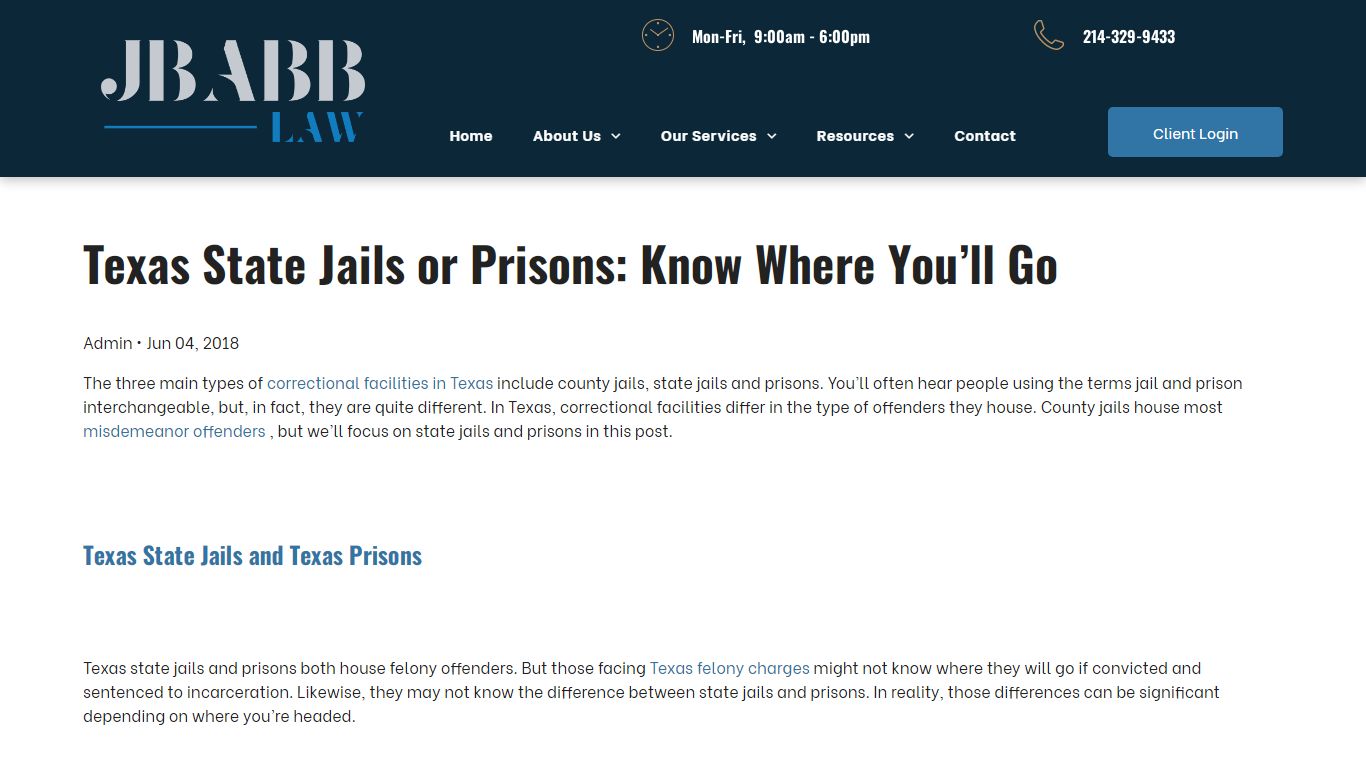 Texas State Jails or Prisons: Know Where You’ll Go - JBabb Law